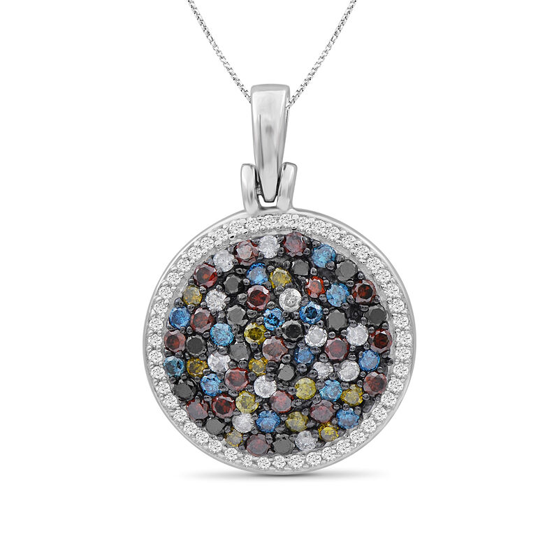 1.07 ct. t.w. Multicolored Diamond Pendant Necklace in Sterling Silver image number 0