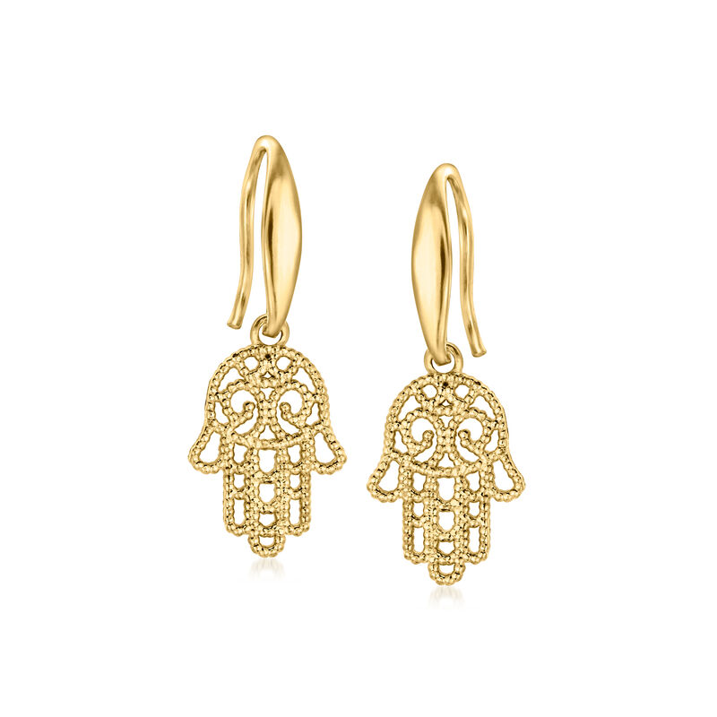 Italian 18kt Gold Vermeil Hamsa Drop Earrings  image number 0