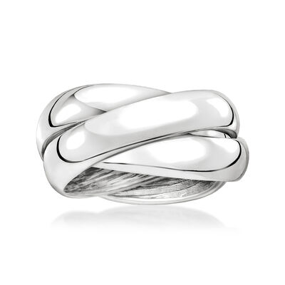 Italian Rhodium-Plated Rolling Ring