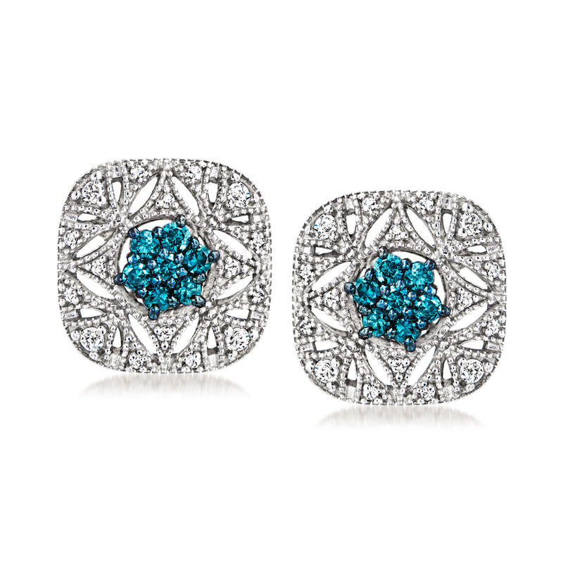 Kay Jewelers Blue Diamond Earrings Princess Cut Blue Diamond