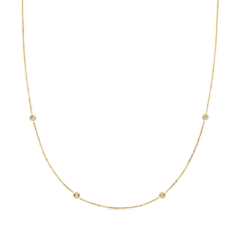 C. 1990 Vintage .12 ct. t.w. Diamond Station Necklace in 14kt Yellow Gold. 16" image number 1