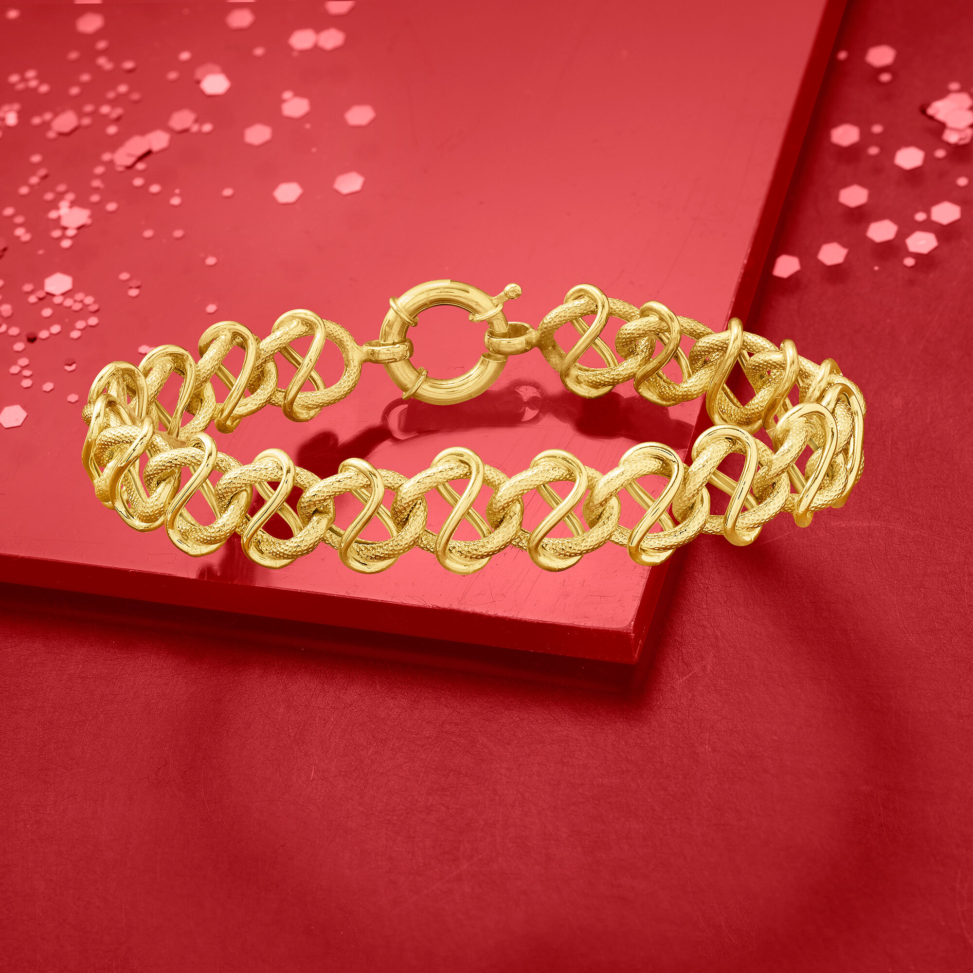 ★rosemont★ 14K Bracelet RS1275 14kt Yellow Gold Infinity and Oval-Link Bracelet