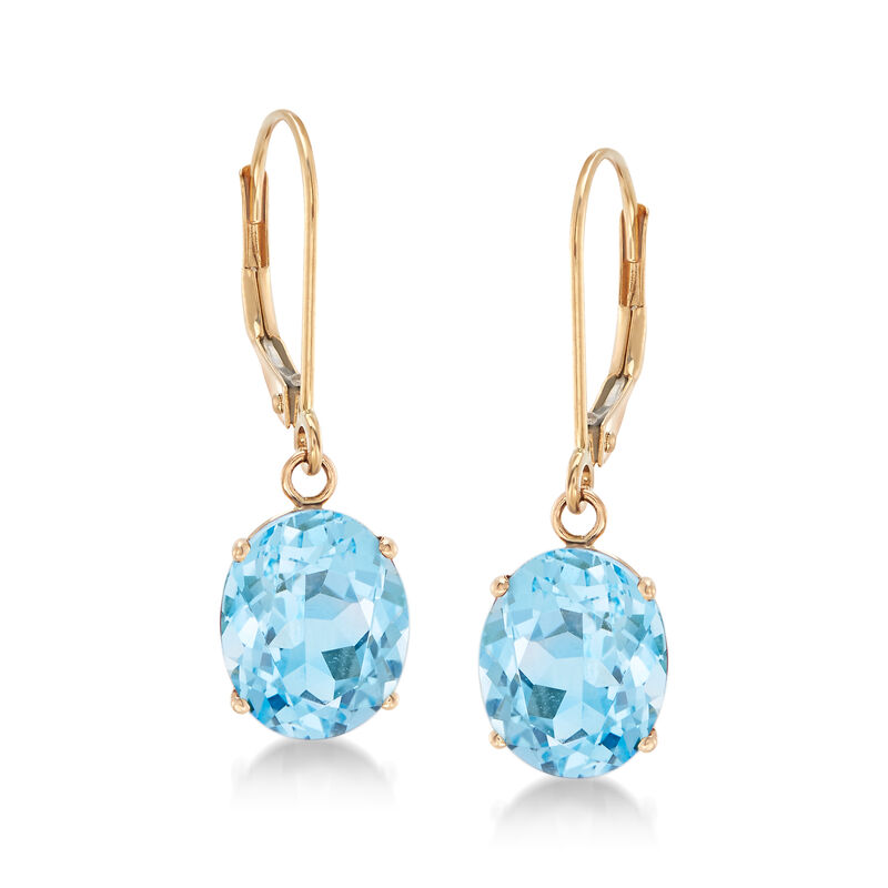5.50 ct. t.w. Sky Blue Topaz Drop Earrings in 14kt Yellow Gold image number 0