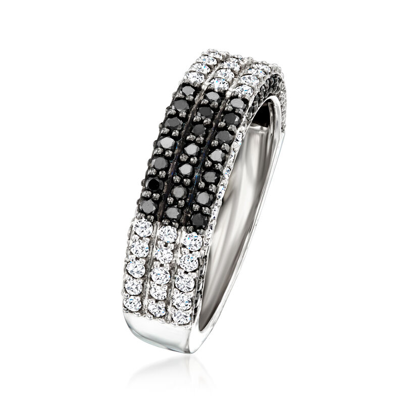 1.00 ct. t.w. White and Black Diamond Checkered Ring in Sterling Silver image number 2