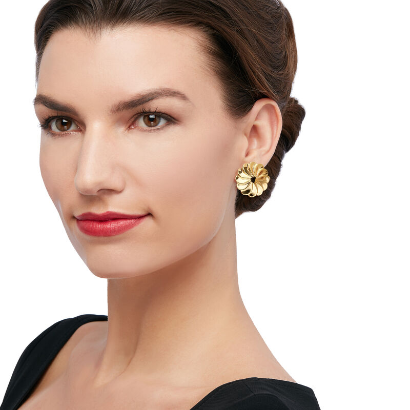 Italian 18kt Yellow Gold Pinwheel Clip-On Earrings image number 1