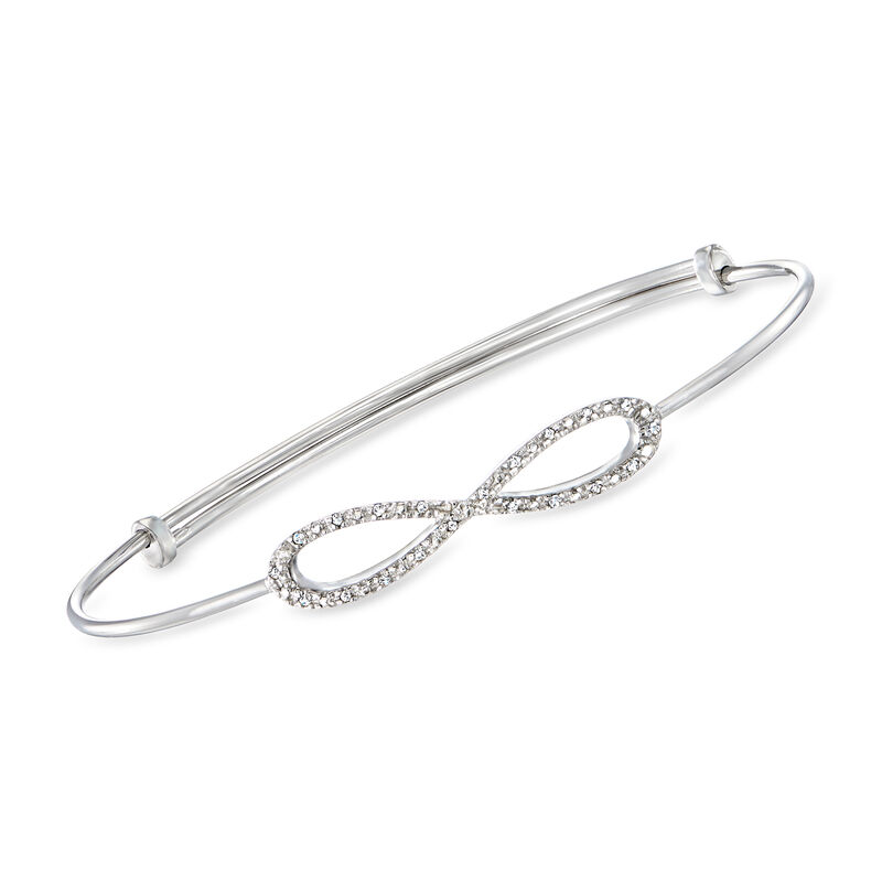 Diamond Infinity Symbol Bangle Bracelet in Sterling Silver image number 0