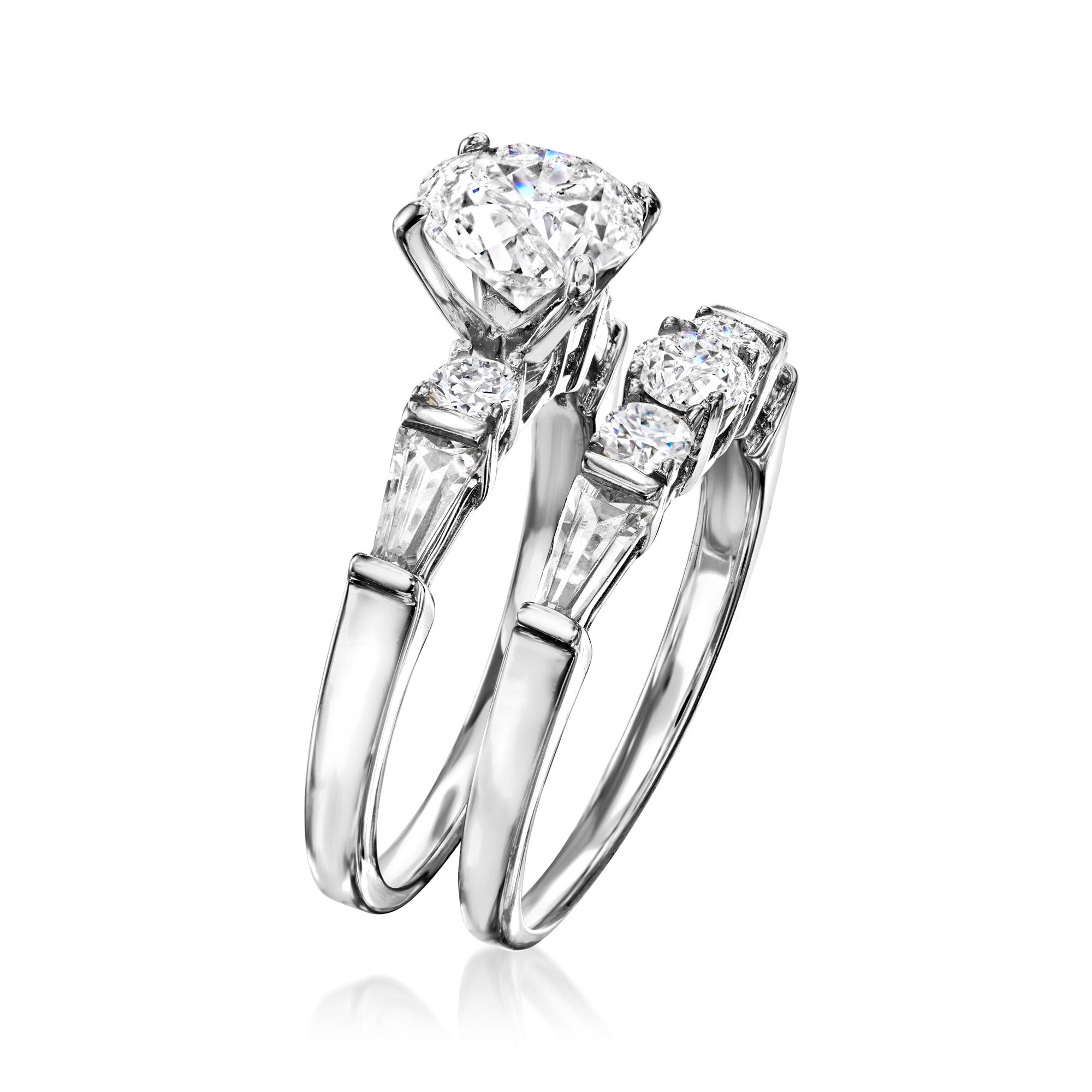 2.60 ct. t.w. CZ Bridal Set Engagement and Wedding Rings in Sterling Silver