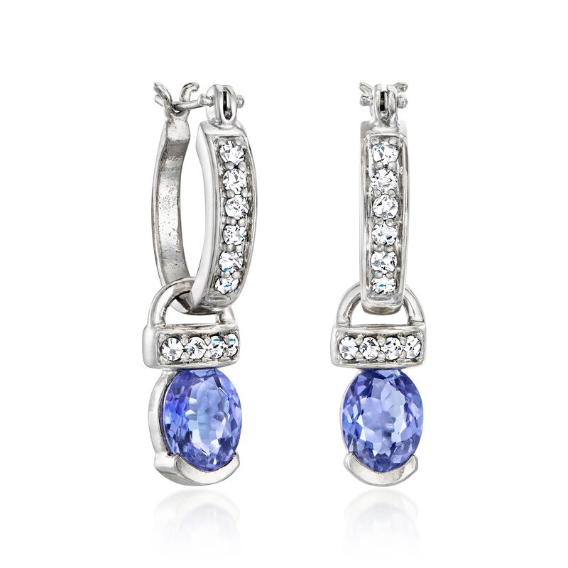 2.40 ct. t.w. Tanzanite and .38 ct. t.w. Diamond Convertible Drop Earrings in 14kt White Gold  image number 0