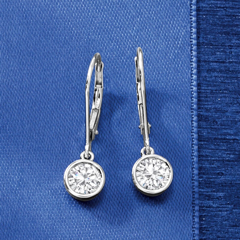 1.00 ct. t.w. Bezel-Set Diamond Drop Earrings in 14kt White Gold image number 3