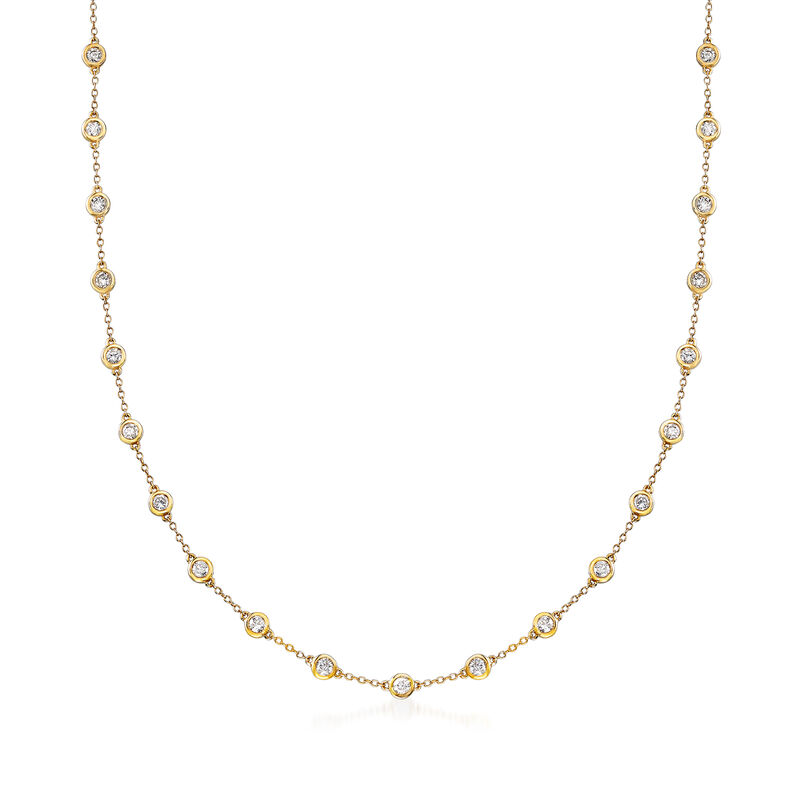 3.00 ct. t.w. Bezel-Set Diamond Station Necklace in 14kt Yellow Gold image number 0