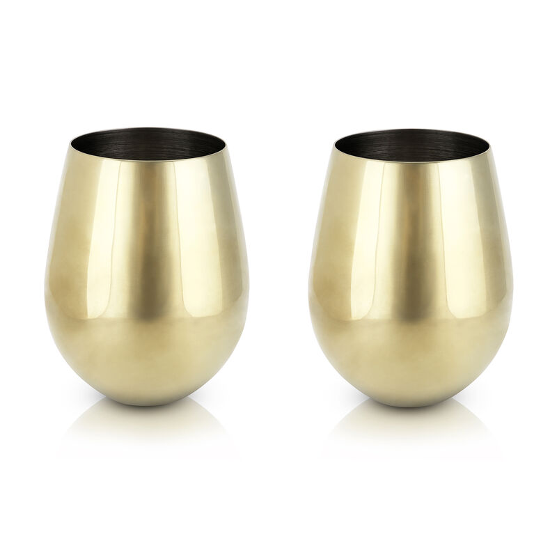 Set of 2 Gold-Plated Stainless Steel Stemless Wine Glasses image number 0