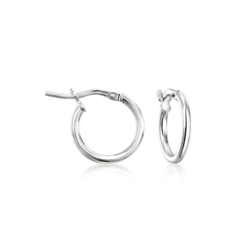 Sterling Silver Jewelry Set: 1.5mm Hoop Earrings with Italian Horn and Replica 500-Lira Coin Charms  image number 6
