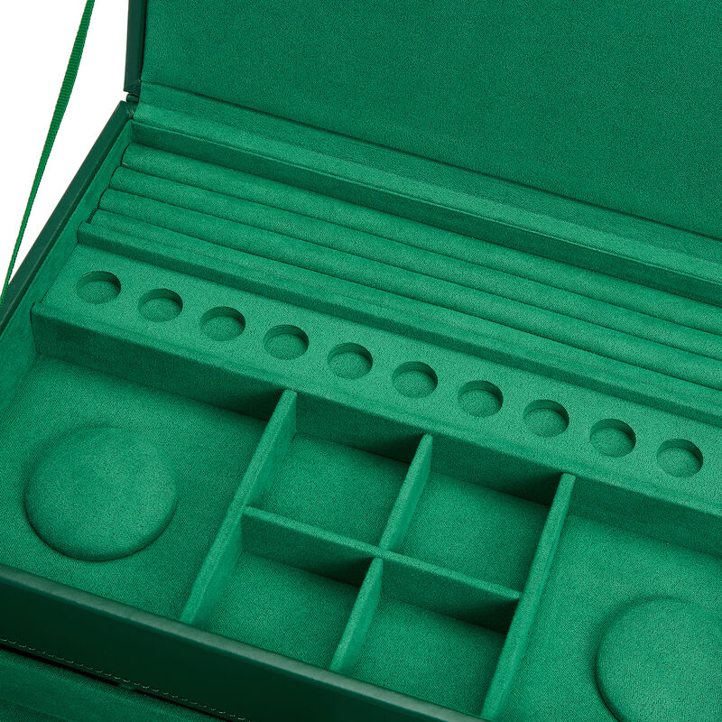 WOLF &quot;Sophia&quot; Forest Green Leather Jewelry Box image number 2