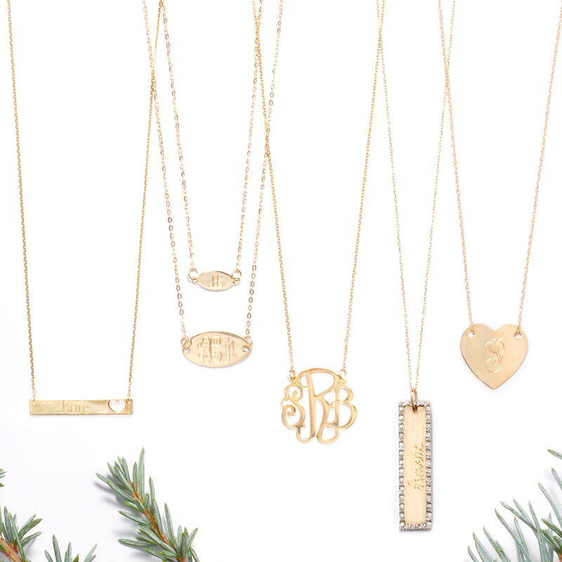 14kt Yellow Gold Name ID Bar Necklace with Cut-Out Heart image number 3