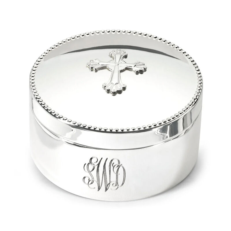 Monogram - Reed & Barton "Abbey Cross" Silver Plate Personalized Rosary Box image number 0