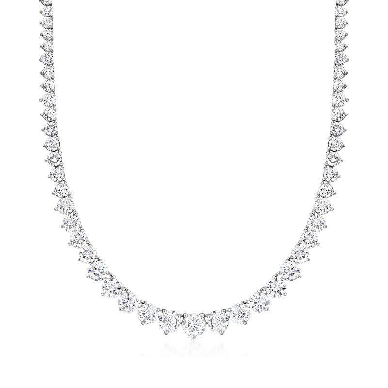 15.00 ct. t.w. Graduated Lab-Grown Diamond Tennis Necklace in 14kt White Gold image number 0