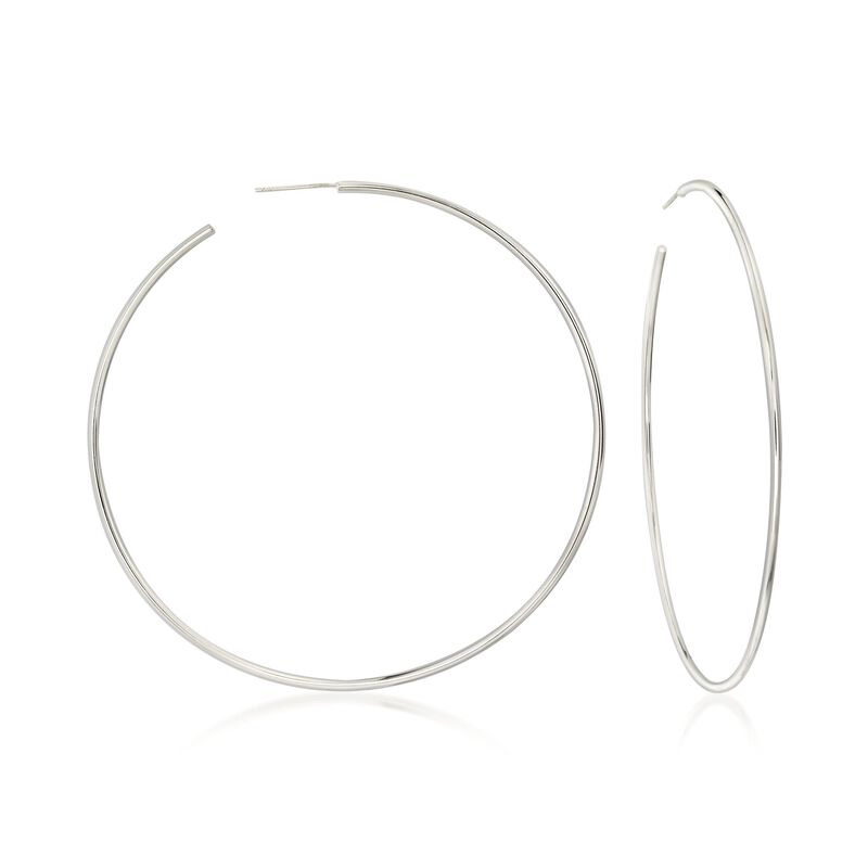 Sterling Silver Large Hoop Earrings image number 0