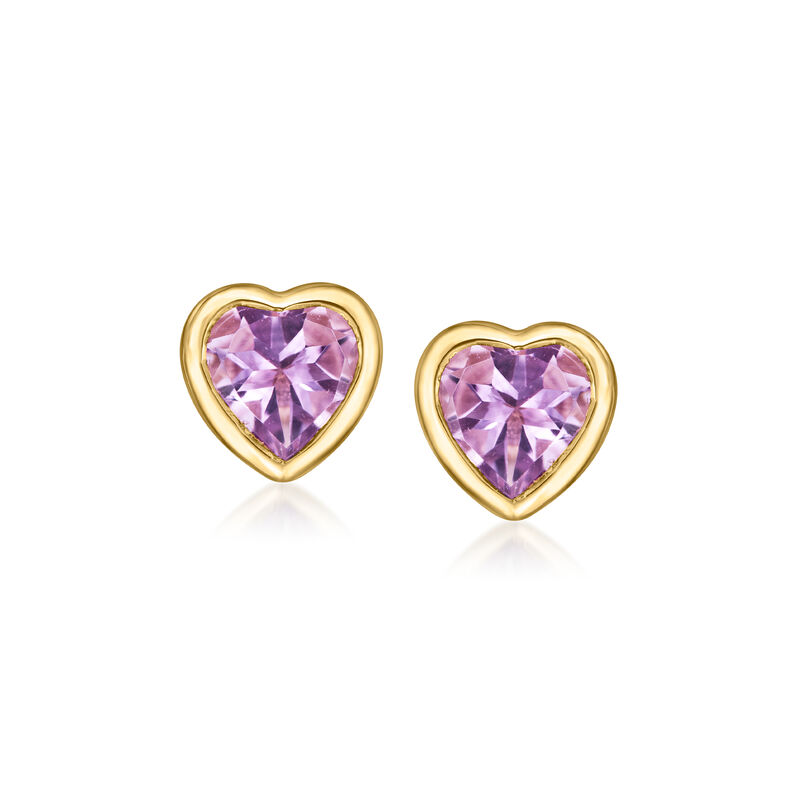 1.50 ct. t.w. Heart-Shaped Amethyst Earrings in 18kt Gold Over Sterling  image number 0