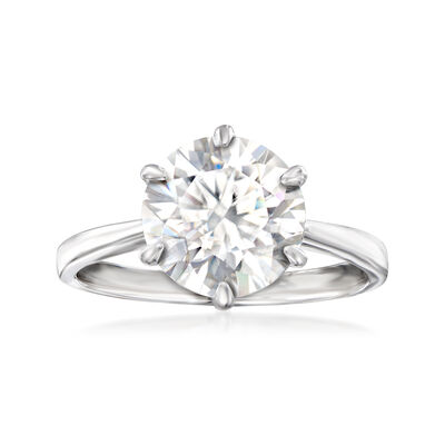 3.00 Carat Moissanite Solitare Ring in Sterling Silver
