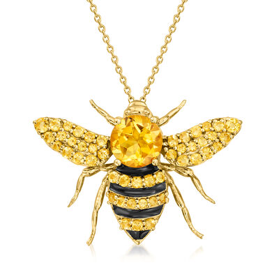 3.40 ct. t.w. Citrine Bumblebee Pin/Pendant Necklace in 18kt Gold Over Sterling
