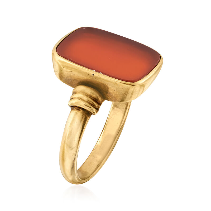 C. 1940 Vintage Carnelian Ring in 14kt Yellow Gold. Size 8 image number 2