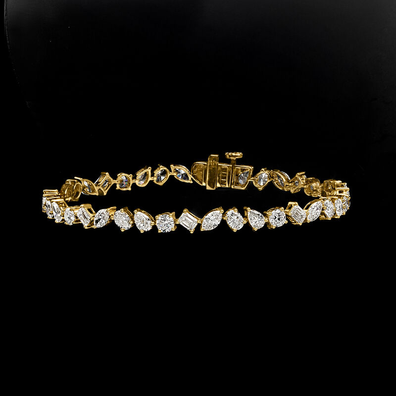 7.00 ct. t.w. Multi-Shaped Lab-Grown Diamond Tennis Bracelet in 14kt Yellow Gold image number 2