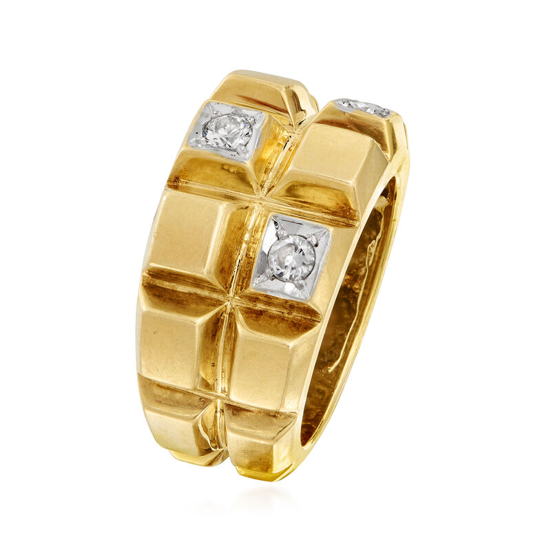 C. 1980 Vintage .30 ct. t.w. Diamond Squared-Sections Ring in 14kt Yellow Gold. Size 6.5 image number 2