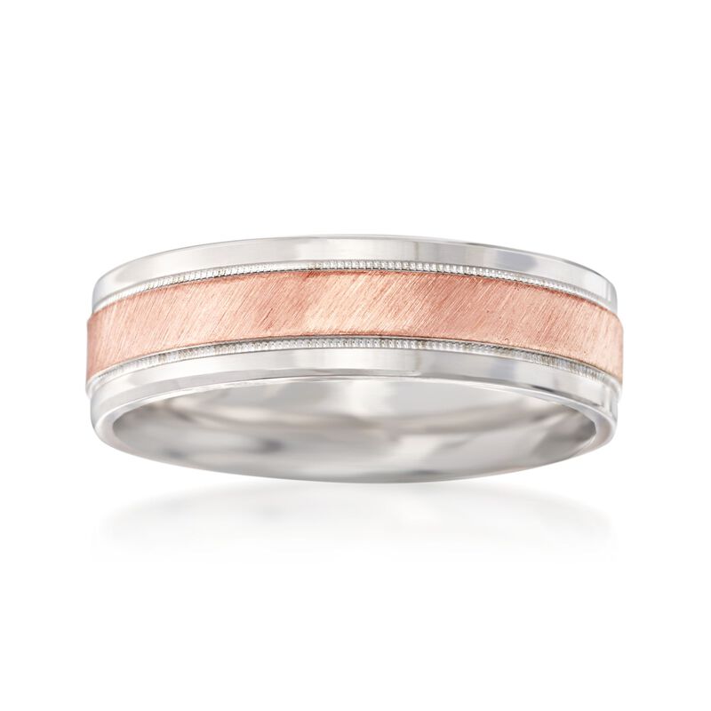 Men's 6.50mm 14kt Two-Tone Gold Wedding Ring image number 0