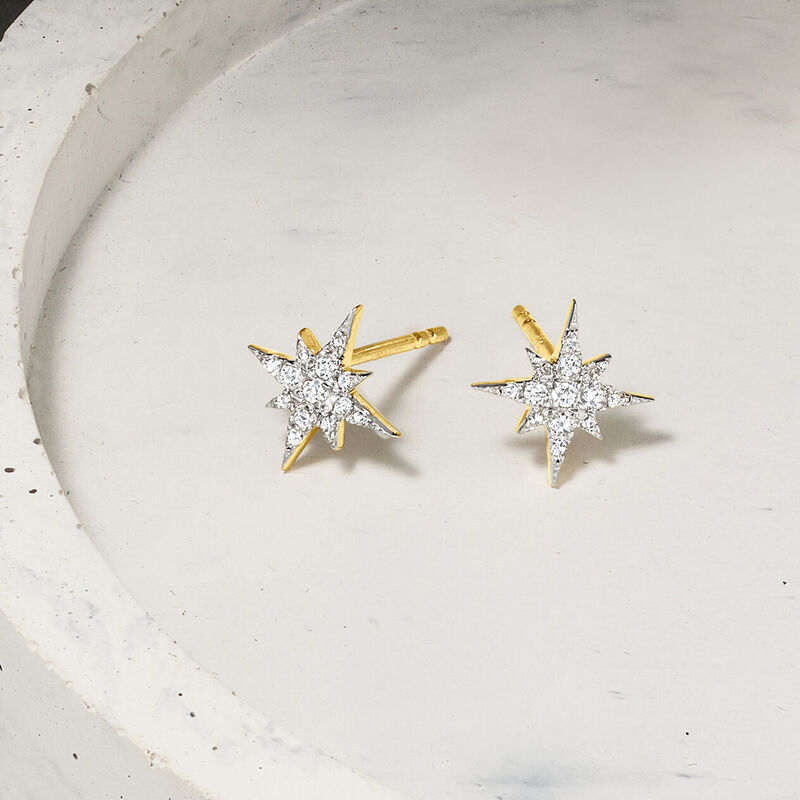 .15 ct. t.w. Diamond Star Stud Earrings in 14kt Yellow Gold  image number 1