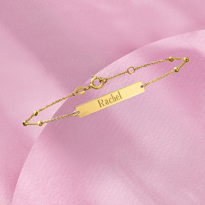 Plain - Italian 14kt Yellow Gold ID Bracelet. 7.5&quot; image number 3