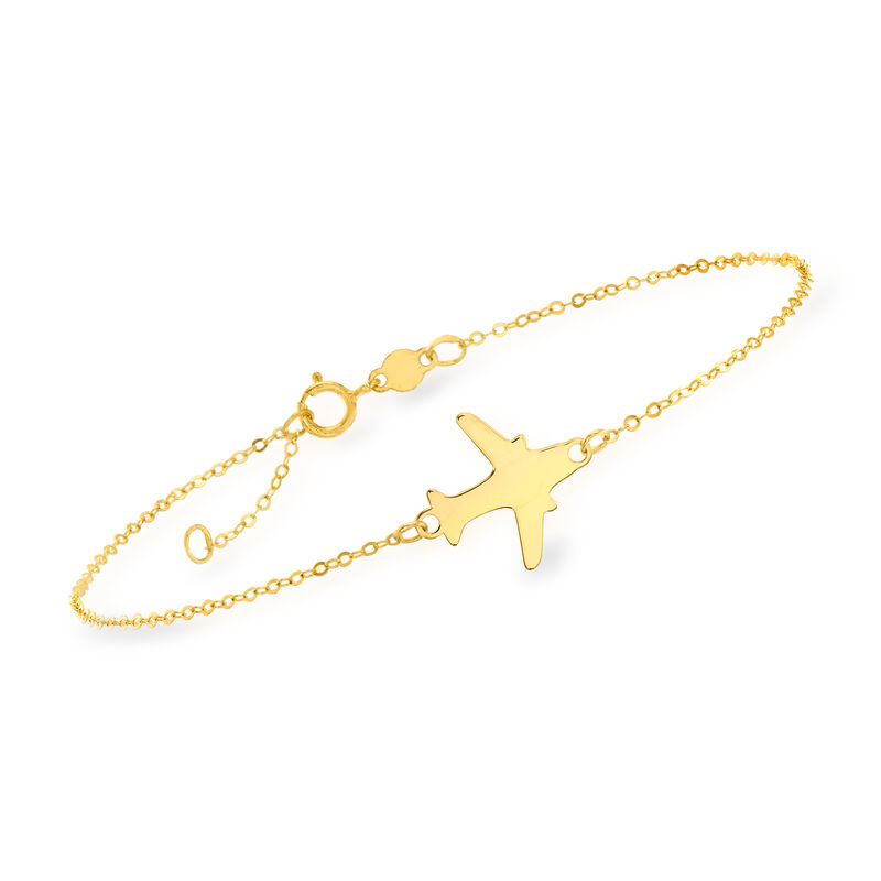 Italian 14kt Yellow Gold Airplane Bracelet. 6.5&quot; image number 0