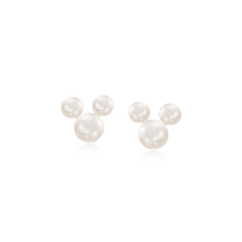 Child's Disney 3-5.5mm Cultured Pearl Mickey Mouse Stud Earrings in 14kt Yellow Gold image number 0