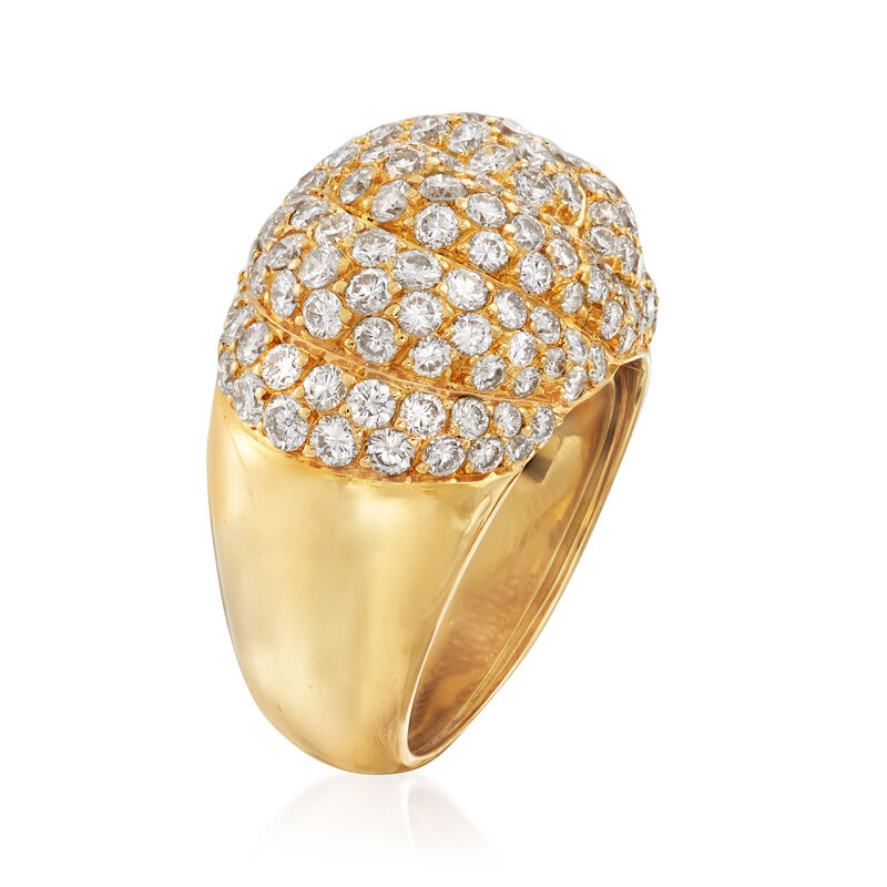 C. 1990 Vintage Piaget 3.50 ct. t.w. Diamond Dome Cocktail Ring in 18kt Yellow Gold. Size 6 image number 2