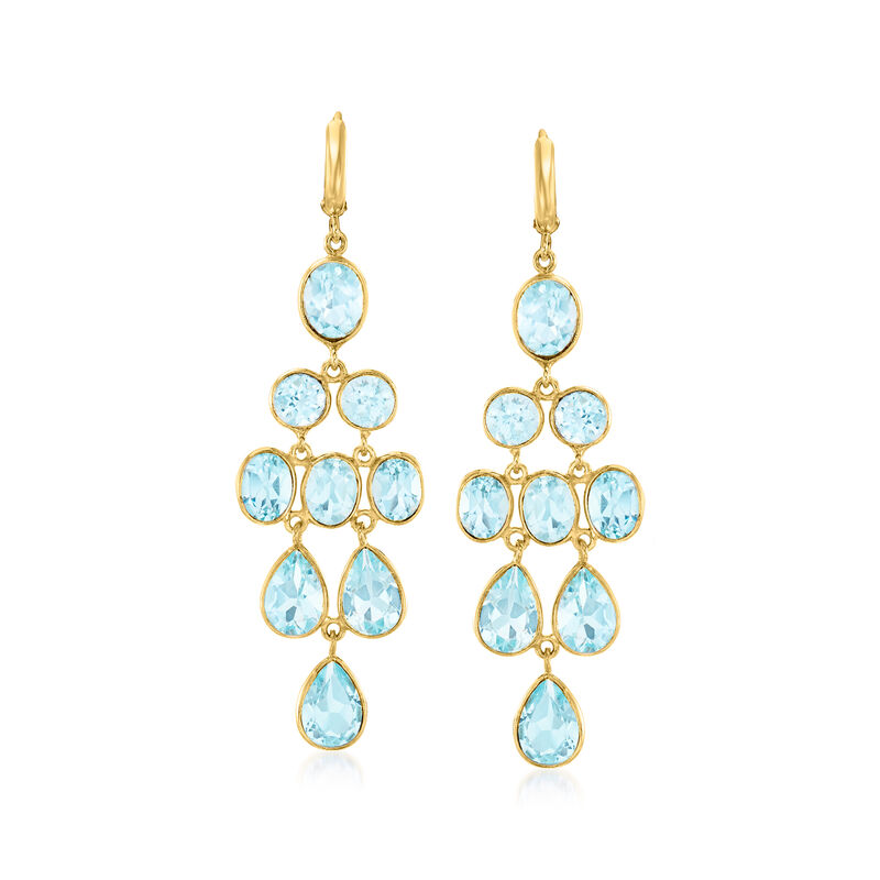 33.00 ct. t.w. Sky Blue Topaz Chandelier Earrings in 18kt Gold Over Sterling image number 0