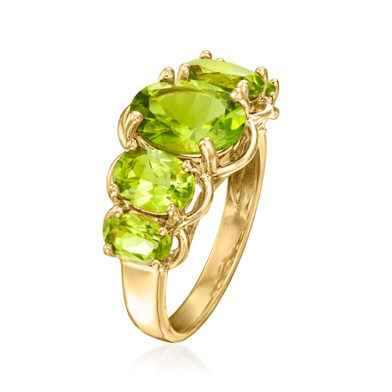 4.10 ct. t.w. Peridot Five-Stone Ring in 18kt Gold Over Sterling image number 2