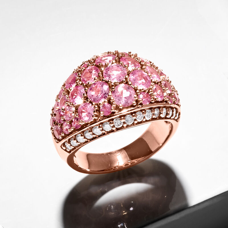 6.25 ct. t.w. Pink Sapphire Dome Ring with .60 ct. t.w. Diamonds in 14kt Rose Gold image number 5