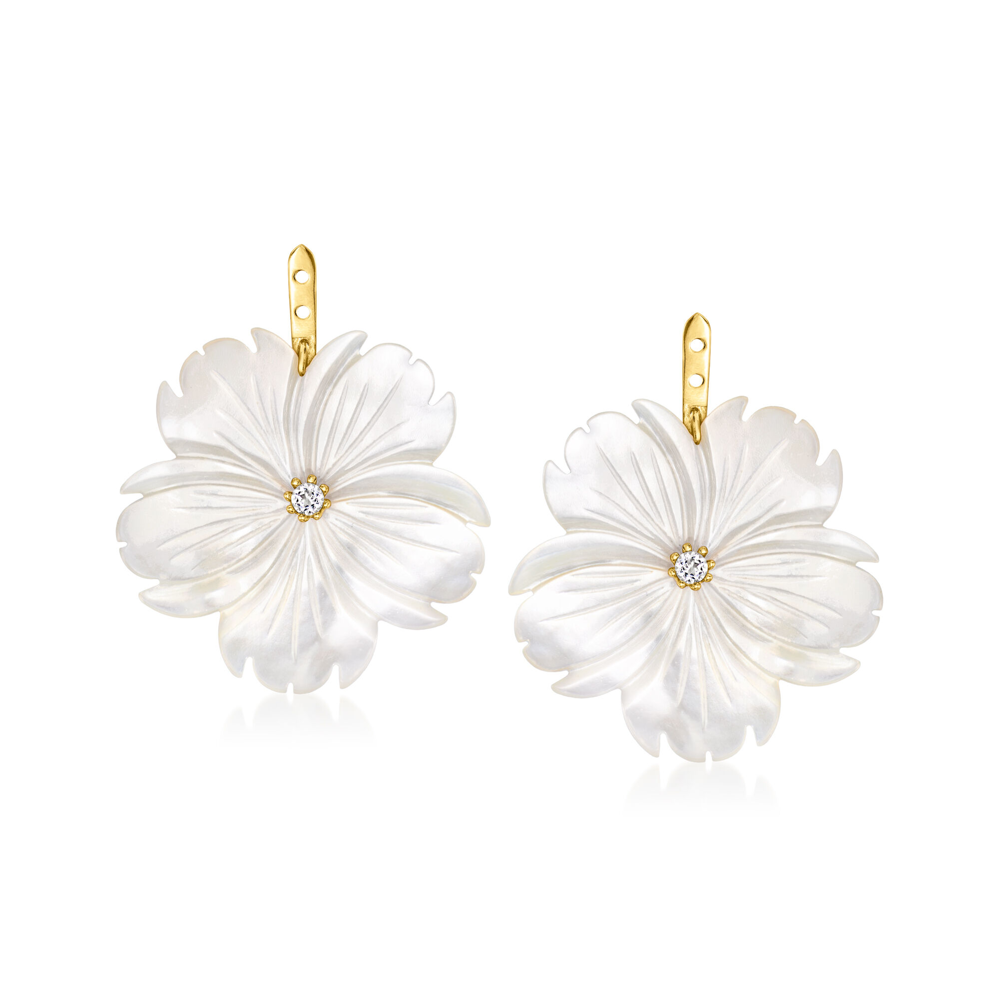 Mother-of-Pearl and .20 ct. t.w. White Topaz Flower Removable Drop