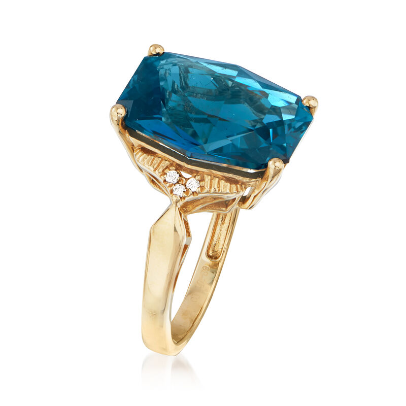 10.00 Carat London Blue Topaz Ring in 14kt Yellow Gold image number 2