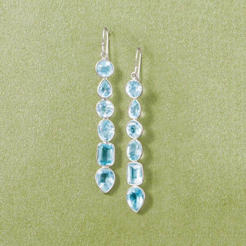 12.90 ct. t.w. Sky Blue Topaz Drop Earrings in Sterling Silver image number 2