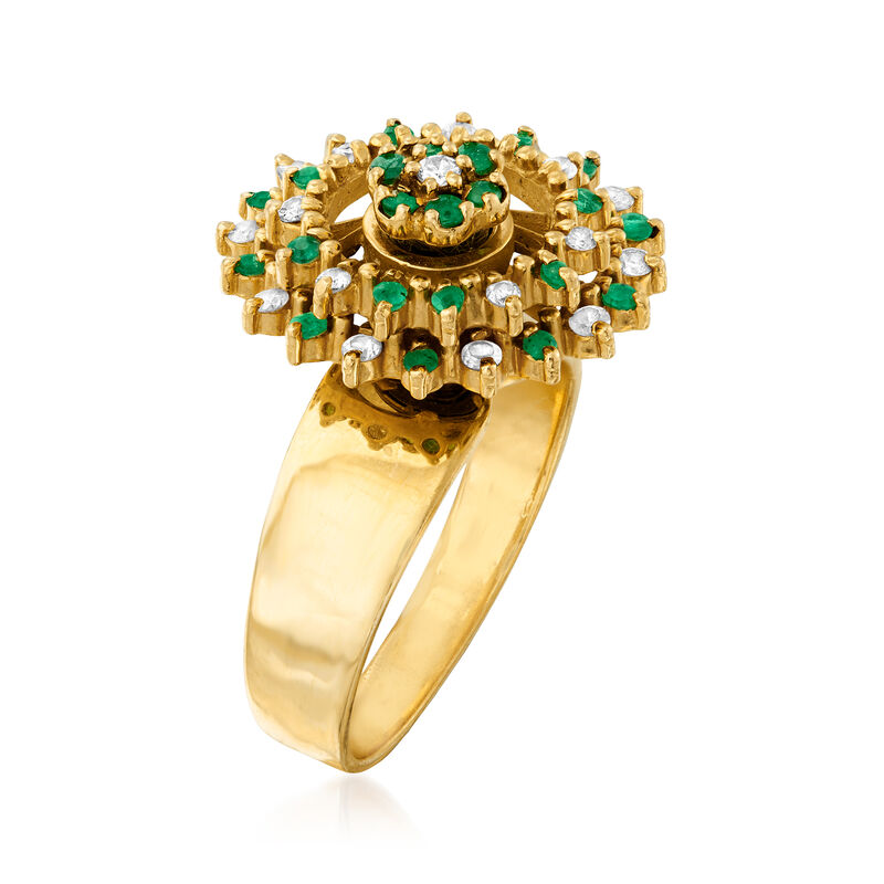 C. 1970 Vintage .40 ct. t.w. Emerald and .35 ct. t.w. Diamond Spin Ring in 18kt Yellow Gold image number 2
