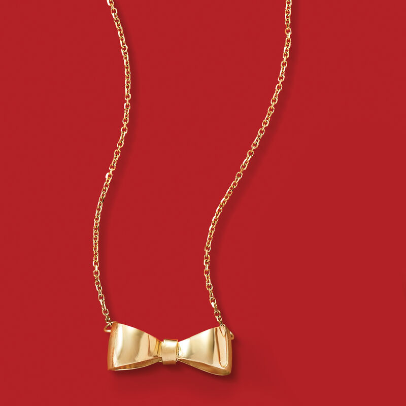 Italian 14kt Yellow Gold Bow Necklace image number 2