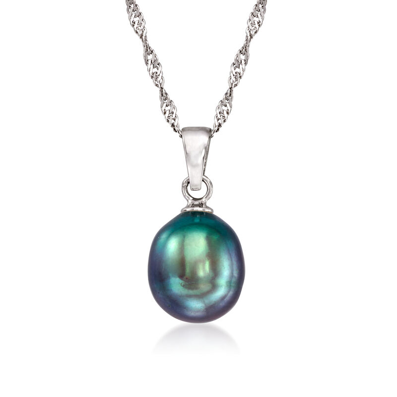 8-9mm Cultured Multicolored Pearl Set: Three Pendants with Necklace in Sterling Silver. 18&quot; image number 2