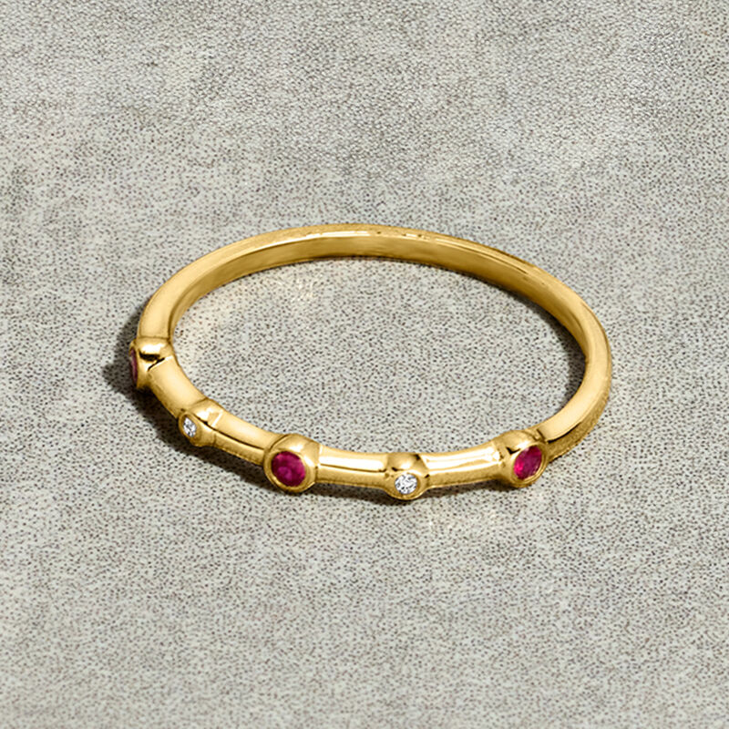 Ruby and Diamond Ring in 14kt Yellow Gold. Size 7 image number 1