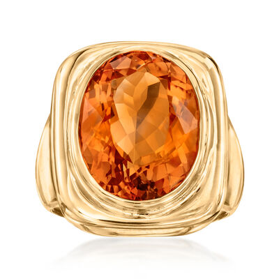 C. 1980 Vintage 8.50 Carat Orange Citrine Ring in 18kt Yellow Gold