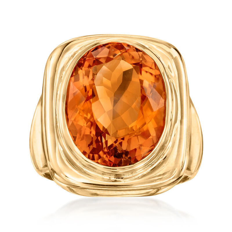 C. 1980 Vintage 8.50 Carat Orange Citrine Ring in 18kt Yellow Gold. Size 5 image number 0