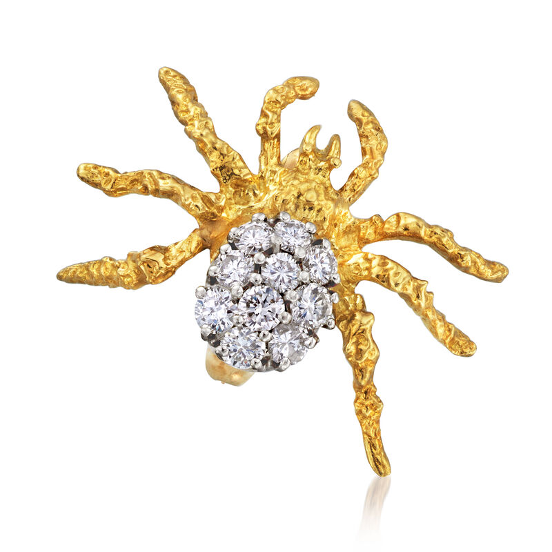 C. 1980 Vintage .50 ct. t.w. Diamond Spider Pin in 18kt Yellow Gold image number 0