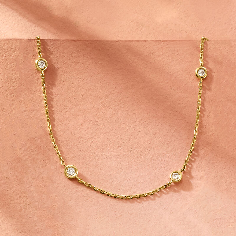 .20 ct. t.w. Diamond Station Necklace in 14kt Yellow Gold image number 3