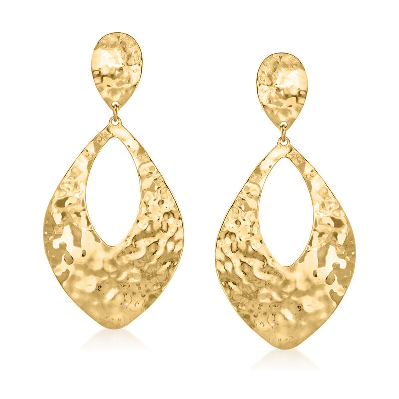 Italian 14kt Yellow Gold Hammered Teardrop Earrings image number 0