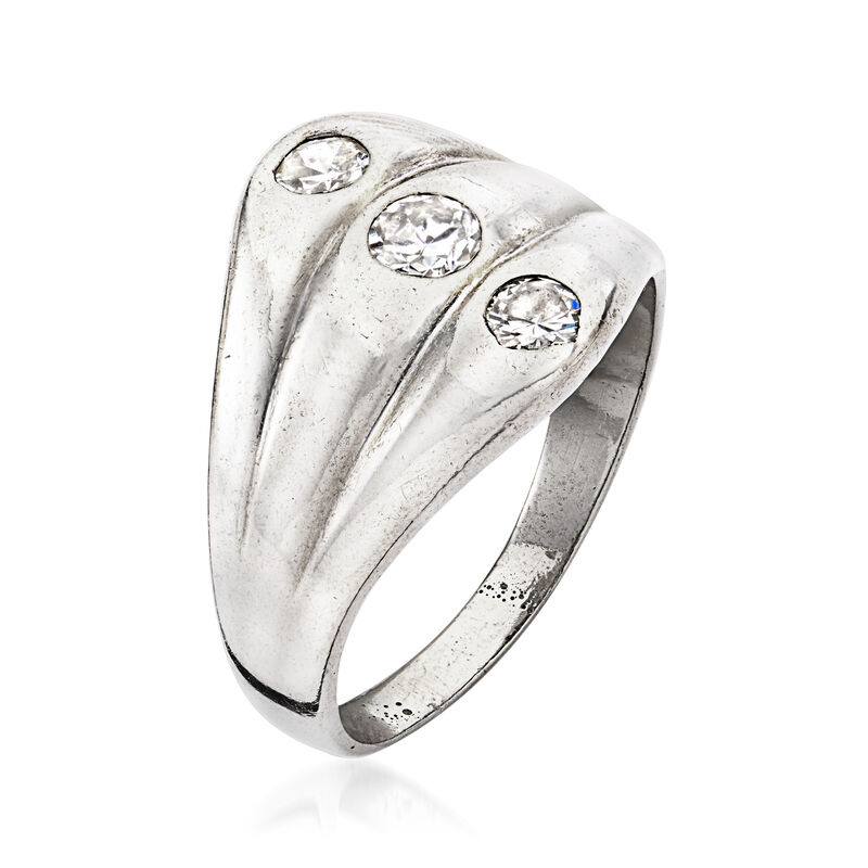 C. 1970 Vintage .37 ct. t.w. Diamond Trio Ring in 14kt White Gold. Size 7.5 image number 2
