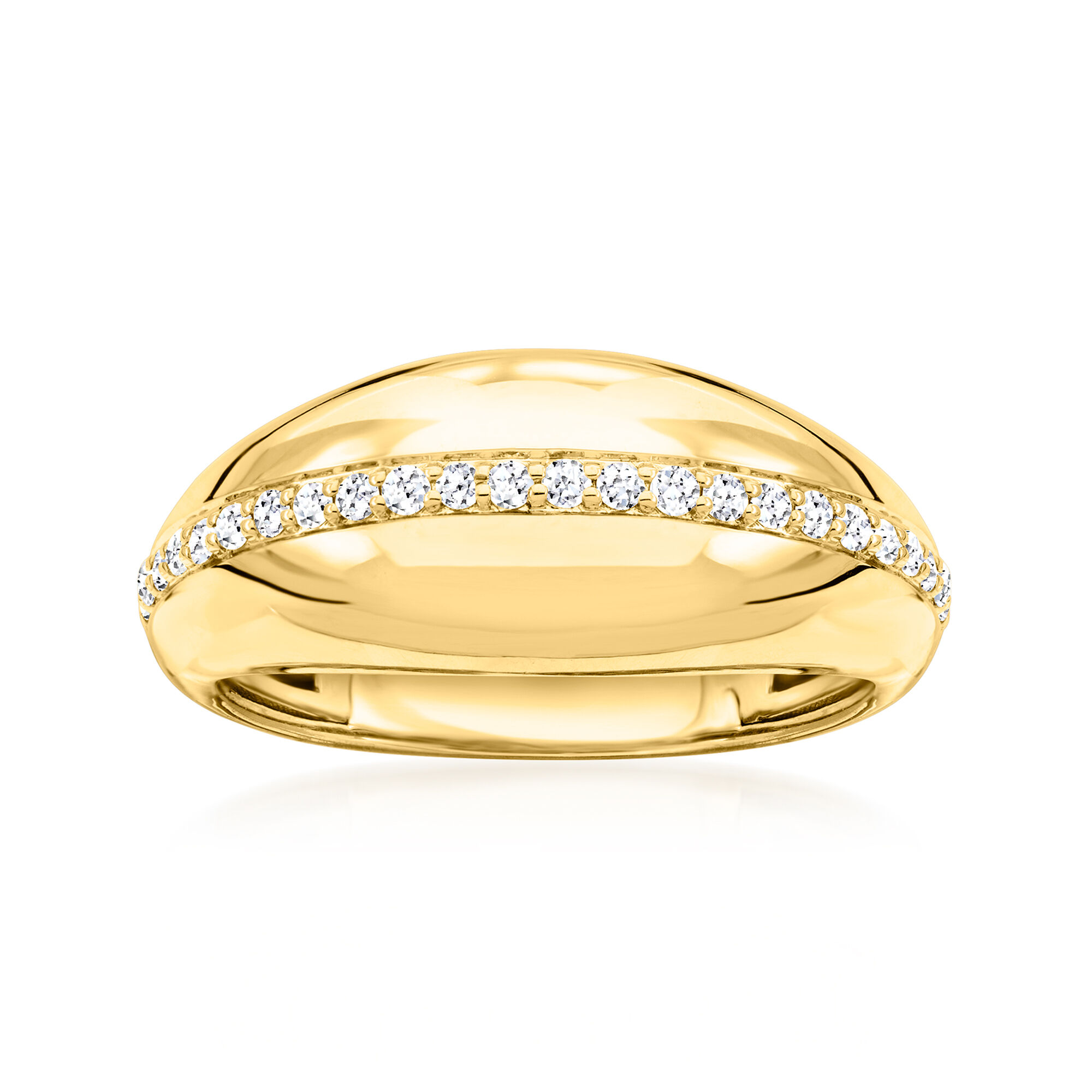 20 ct. t.w. Lab-Grown Diamond Striped Dome Ring in 18kt Gold Over